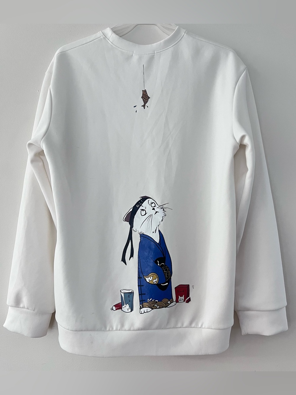 Men’s White 'CAT' Graphic Crewneck Sweater - Picture 3 of 3